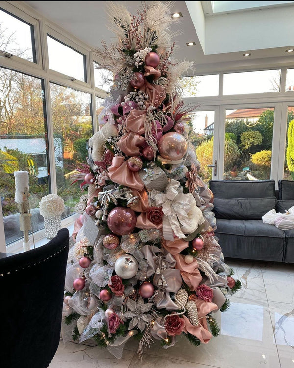 Árvore de Natal Decorada 360º Luxo Rose - 3 Metros