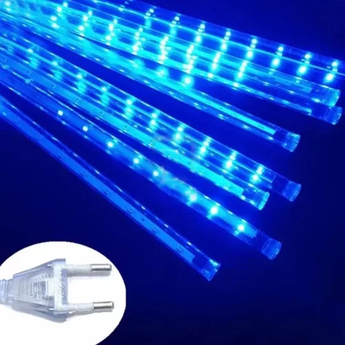 Cascata Led Chuva Meteoro 8 Tubos 50cm Luz Azul Natal